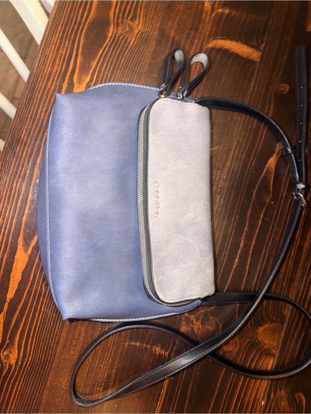 Calvin Klein Navy & Light Gray Two-Tone Crossbody Bag